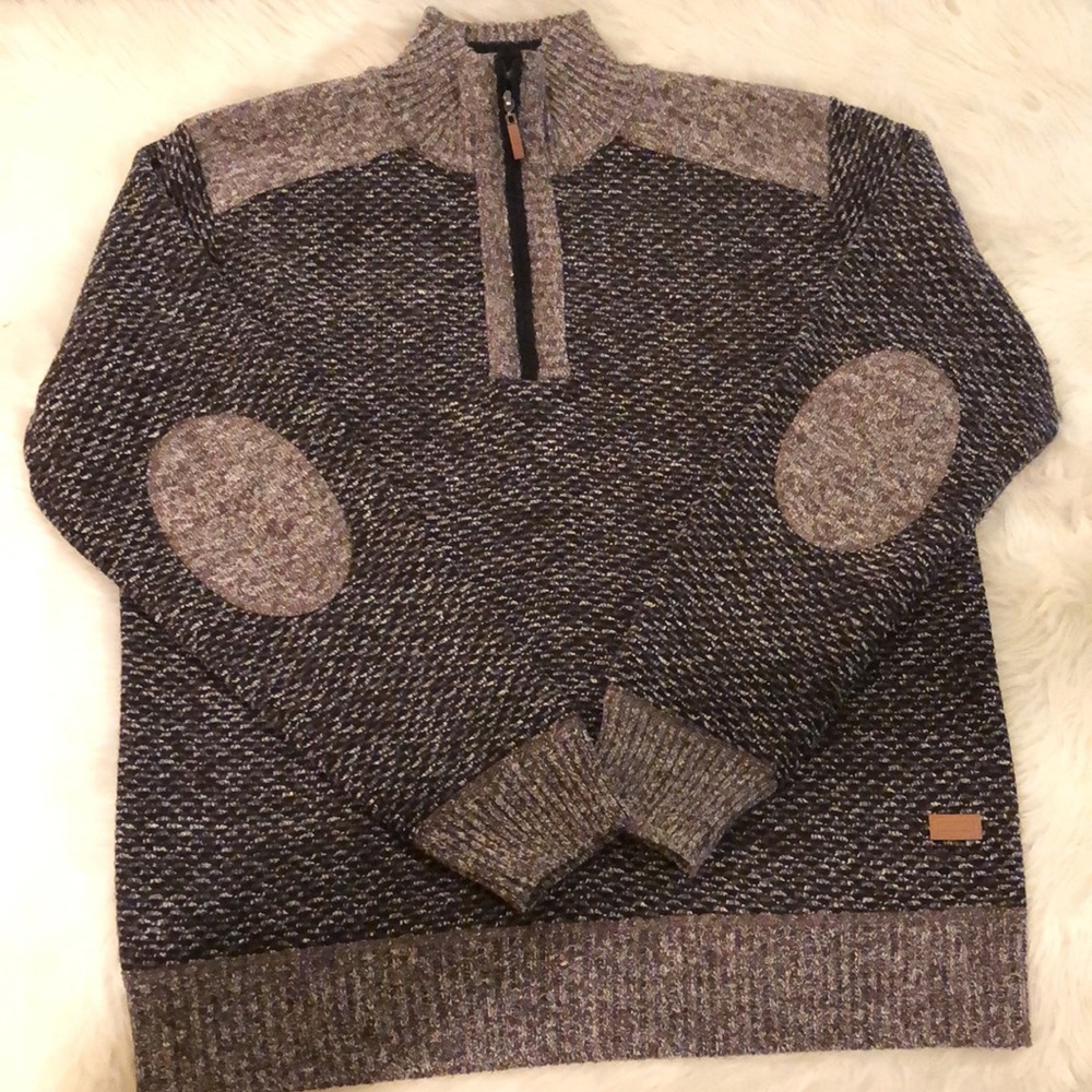 Usicon brand Quarter Zip Sweater with Elbow Patches